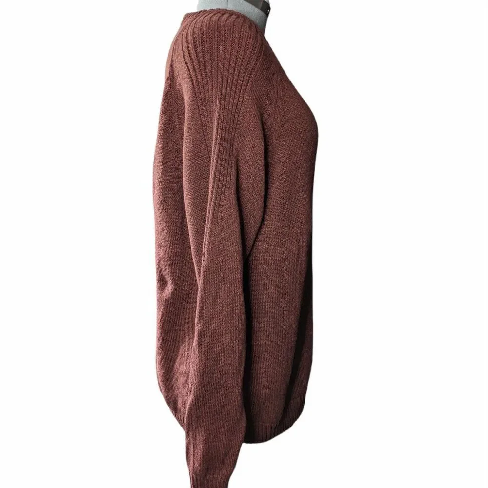Columbia Brick Red Knit Heavyweight V-Neck Sweater, 2XL XXL